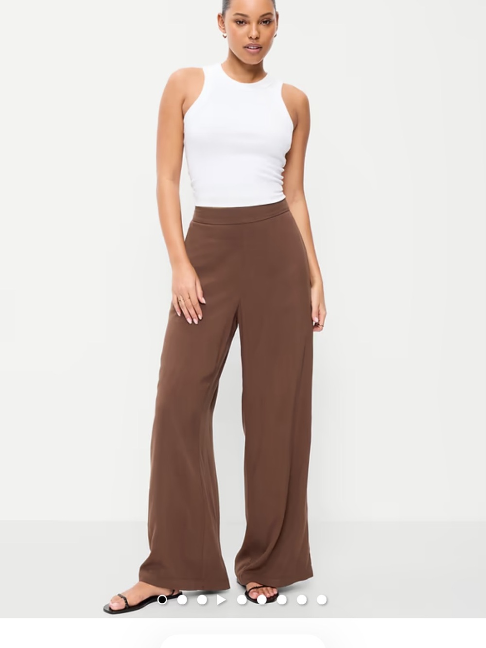 Old navy High-Waisted Wide-Leg Pants in Brown pull-on summer medium nwt - Picture 3 of 3